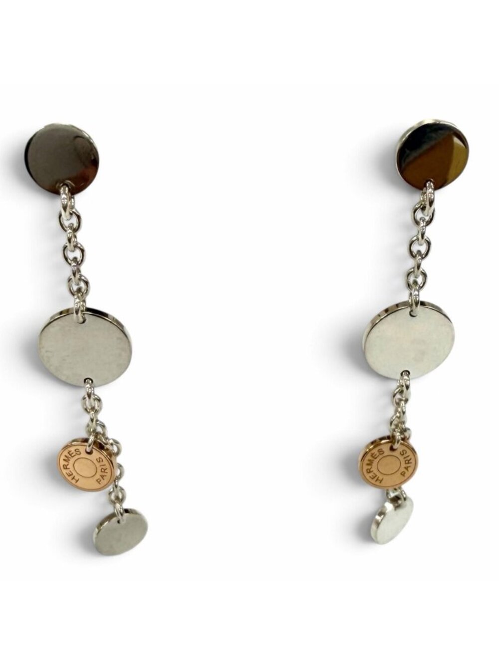 Hermes Confetti Earrings Silver Rose Gold